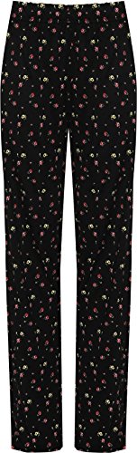 WearAll Damen Plus Blumen Druck Leggings Hose Damen Elastische Voll Länge Hose - Schwarz - 50-52 von WearAll