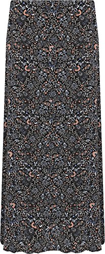 WearAll Damen Plus Blumen Maxi Rock Damen Druck Voll Länge Elastische Taille - Schwarz Blau - 54-56 WearAll Damen Plus Blumen Maxi Rock Damen Druck Voll Länge Elastische Taille - Schwarz Blau - 54-56 von WearAll