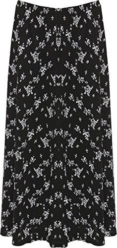 WearAll Damen Plus Elastische Rock Damen Strecke Taille Blumen Druck Midi- Lang Länge - Schwarz Weiß - 56-58 WearAll Damen Plus Elastische Rock Damen Strecke Taille Blumen Druck Midi- Lang Länge - Schwarz Weiß - 56-58 von WearAll