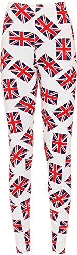 WearAll - Damen Plus Strecke Union Jack Flagge Vereinigtes Königreich Druck Leggings Hose Hosen - Rot Weiß - 52-54 von WearAll