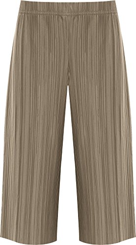 WearAll - Damen Plus Übergröße Gefaltet Elastische Hosenrock Damen Strecke Ausgebeult Fit Shorts Hose - Mokka - 56-58 von WearAll