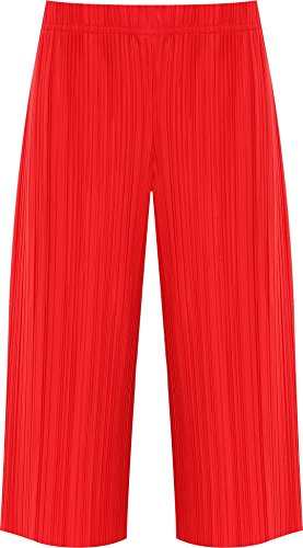 WearAll - Damen Plus Übergröße Gefaltet Elastische Hosenrock Damen Strecke Ausgebeult Fit Shorts Hose - Rot - 52-54 von WearAll