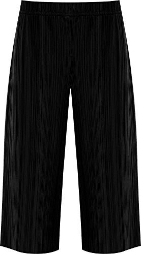 WearAll - Damen Plus Übergröße Gefaltet Elastische Hosenrock Damen Strecke Ausgebeult Fit Shorts Hose - Schwarz - 52-54 von WearAll