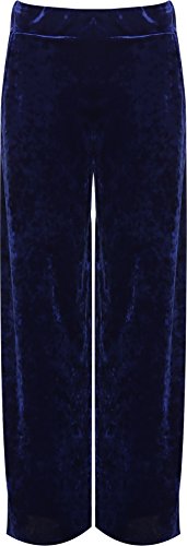 WearAll - Damen Plus Velour Samt Breite Abgefackelt Bein Tasche Hose Damen Palazzo Hose - Königsblau - 44-46 von WearAll