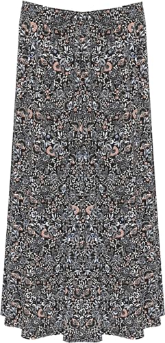WearAll Damen Rock mit Gummizug in der Taille, Stretch, Blumenmuster, Midi-Lang 42-56, Pfirsichblüten, 50/52/Große Größen WearAll Damen Rock mit Gummizug in der Taille, Stretch, Blumenmuster, Midi-Lang 42-56, Pfirsichblüten, 50/52/Große Größen von WearAll