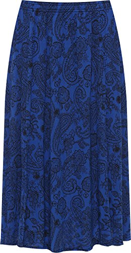 WearAll Damen Rock mit aufgedrucktem Muster, elastischer Bund, Größe 40-52, Paisley Royal, 28-30 Plus von WearAll