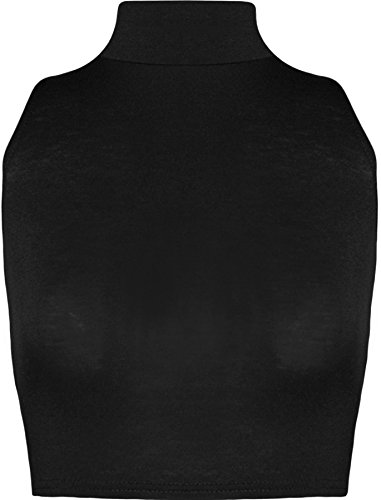 WearAll - Damen Rollkragen Cropped Kurz Schmucklos Ärmellos Unterhemd Top - Schwarz - 36-38 von WearAll