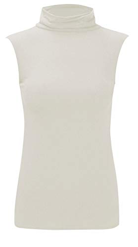 WearAll - Damen Rollkragen Elastisch Ärmellos Unterhemd Bodycon Top - Crème - 36-38 von WearAll
