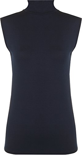 WearAll - Damen Rollkragen Elastisch Ärmellos Unterhemd Bodycon Top - Marine - 36-38 von WearAll