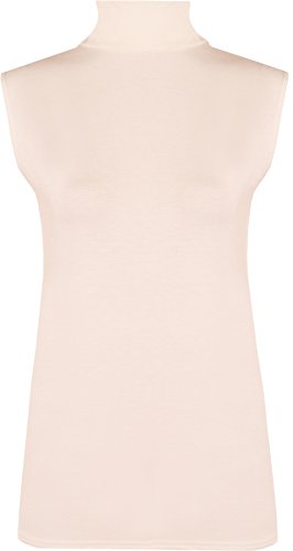 WearAll - Damen Rollkragen Elastisch Ärmellos Unterhemd Bodycon Top - Pfirsich - 36-38 von WearAll