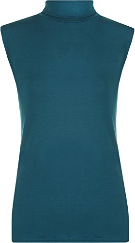 WearAll - Damen Rollkragen Elastisch Ärmellos Unterhemd Bodycon Top - Teal - 36-38 von WearAll