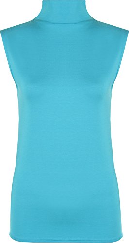 WearAll - Damen Rollkragen Elastisch Ärmellos Unterhemd Bodycon Top - Türkis - 36-38 von WearAll