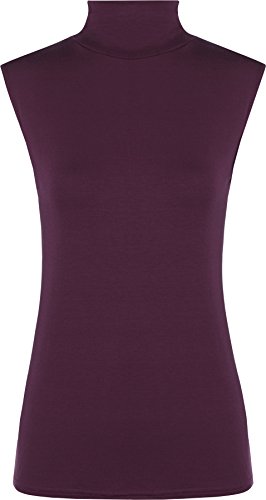 WearAll - Damen Rollkragen Elastisch Ärmellos Unterhemd Bodycon Top - Violett - 36-38 von WearAll