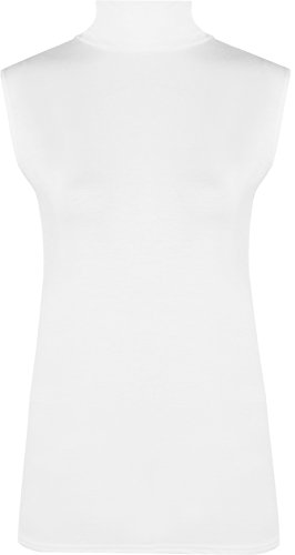 WearAll - Damen Rollkragen Elastisch Ärmellos Unterhemd Bodycon Top - Weiß - 36-38 von WearAll