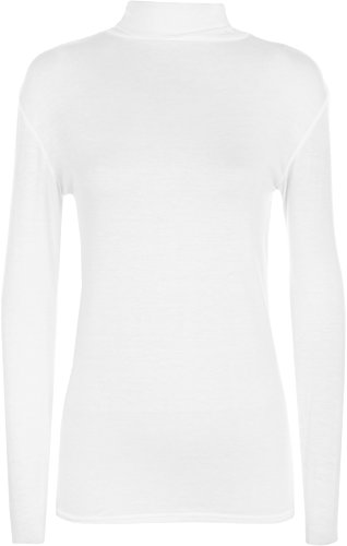 WearAll Damen Rollkragenpullover, Stretch, langärmelig, einfarbig, Gr. 34-42, weiß, XL von WearAll