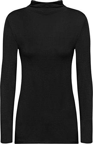 WearAll Damen-Rollkragenpullover, langärmelig, dehnbar, einfarbig, Größe 36 bis 42 Gr. 50 DE/52 DE XXX-Large , Schwarz von WearAll