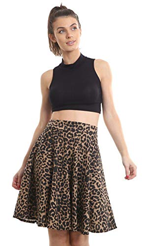 WearAll Damen-Skaterrock, Übergröße, Schottenkaro, elastisch, Größen 42-58, leopard, 46 von WearAll