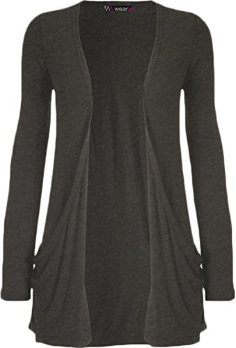 WearAll Damen-Strickjacke, langärmelig, Größe 36-48, dunkelgrau, M-L von WearAll