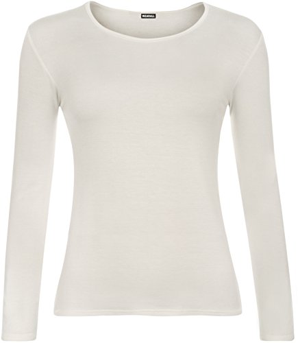 WearAll - Damen T-Shirt Langarm Top - Crème - 36-38 von WearAll