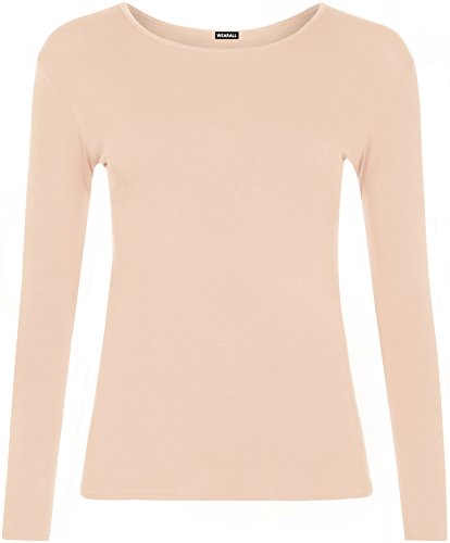 WearAll - Damen T-Shirt Langarm Top - Pfirsich - 40-42 von WearAll