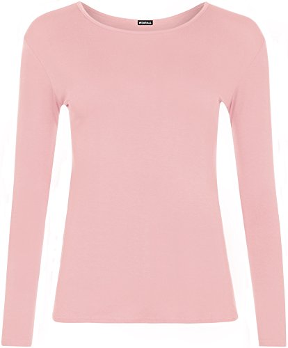 WearAll - Damen T-Shirt Langarm Top - Rosa - 40-42 von WearAll