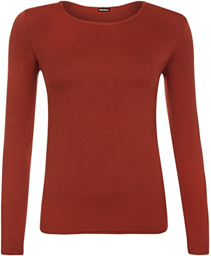 WearAll - Damen T-Shirt Langarm Top - Rost - 36/38 von WearAll