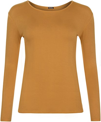 WearAll - Damen T-Shirt Langarm Top - Senf - 36/38 von WearAll