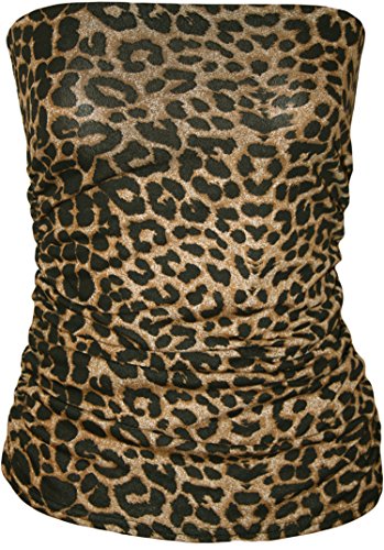 WearAll - Damen Tier Tribal Druck Trägerlos Geraffte Bandeau Top - Leopard - 36-38 von WearAll