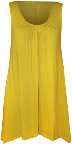 WearAll Damen-Top mit Zipfel-Saum, in Übergröße, lanes, ärmelloses Top U-Ausschnitt, Größe 34-54, gelb, 50-52 von WearAll