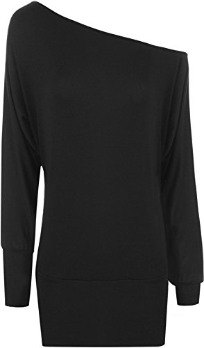 WearAll - Damen U-Boot-Ausschnitt Langarm Top - Schwarz - 36-38 von WearAll