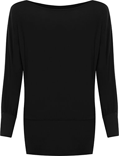 WearAll - Damen U-Boot-Ausschnitt Langarm Top - Schwarz - 40-42 von WearAll