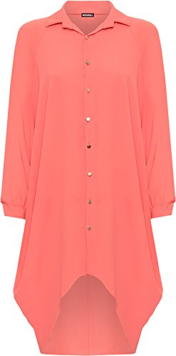 WearAll Damen Übergröße Batwing Hemd Kleid Lang Hülle Tauchen Saum Hi Es Schaltfläche Kragen Damen - Koralle - 52-54 WearAll Damen Übergröße Batwing Hemd Kleid Lang Hülle Tauchen Saum Hi Es Schaltfläche Kragen Damen - Koralle - 52-54 von WearAll