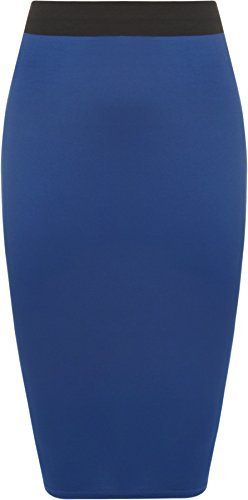 WearAll - Damen Übergröße Einfarbig Anliegend Stretch Bleistiftrock Midi Rock - Königsblau - 48-50 von WearAll