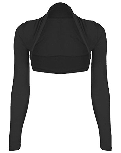 WearAll - Damen Übergröße Einfarbig Langarm Bolero Jäckchen Top - Schwarz - 48-50 von WearAll