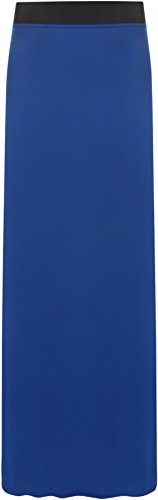 WearAll - Damen Übergröße Elastisch Stretch Maxi Rock in Voller Länge - Blau - 48-50 von WearAll