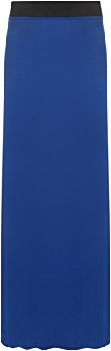 WearAll - Damen Übergröße Elastisch Stretch Maxi Rock in Voller Länge - Blau - 52-54 von WearAll