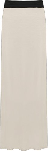 WearAll - Damen Übergröße Elastisch Stretch Maxi Rock in Voller Länge - Crème - 48-50 von WearAll