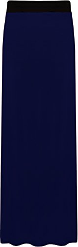 WearAll - Damen Übergröße Elastisch Stretch Maxi Rock in Voller Länge - Marineblau - 44-46 von WearAll