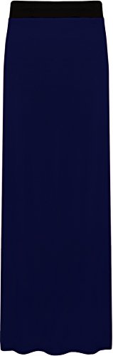 WearAll - Damen Übergröße Elastisch Stretch Maxi Rock in Voller Länge - Marineblau - 48-50 von WearAll