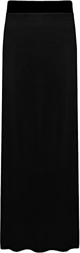 WearAll - Damen Übergröße Elastisch Stretch Maxi Rock in Voller Länge - Schwarz - 48-50 von WearAll