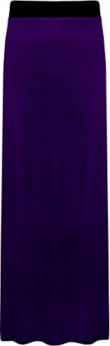 WearAll - Damen Übergröße Elastisch Stretch Maxi Rock in Voller Länge - Violett - 44-46 von WearAll