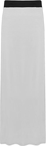 WearAll - Damen Übergröße Elastisch Stretch Maxi Rock in Voller Länge - Weiß - 52-54 von WearAll