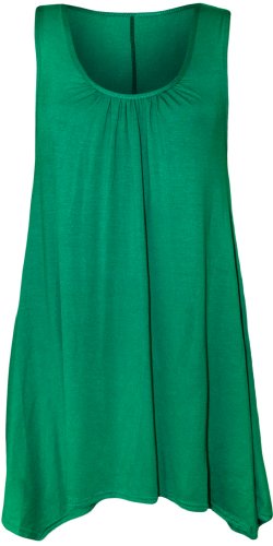 WearAll - Damen Übergröße Hanky Hem Ärmellos Lang Vest Top - Jade - 52-54 von WearAll