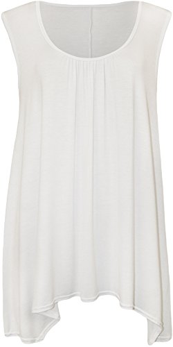 WearAll - Damen Übergröße Hanky Hem Ärmellos Lang Vest Top - Weiß - 48-50 von WearAll