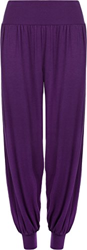 WearAll - Damen Übergröße Harem Hose Lange Länge elastisch - Violett - 52-54 von WearAll