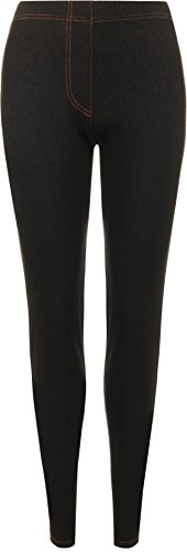 WearAll - Damen Übergröße Jeggings Voller Länge Knöchel Elastisch Leggings - Schwarz Denim - 42 von WearAll