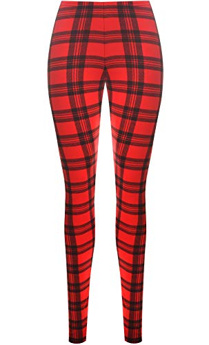 WearAll - Damen Übergröße Kariert Druck Lang Leggings - Rot - 52-54 von WearAll