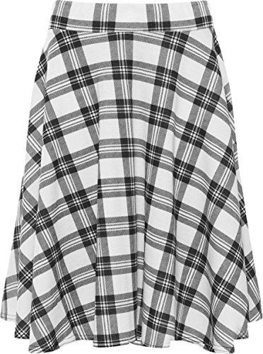 WearAll - Damen Übergröße Kariert Skater Mini-Rock - Weiß - 50-52 von WearAll