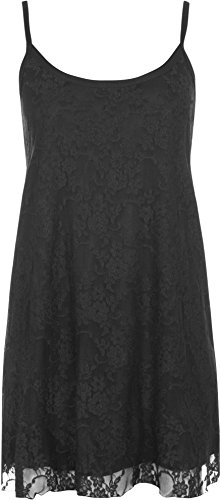 WearAll - Damen Übergröße Lace Chiffon Sheer Gefüttert Strappy ärmellos Vest Schaukel - Schwarz - 40-42 von WearAll