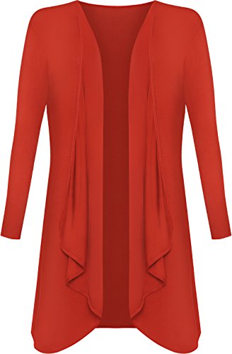 WearAll - Damen Übergröße Langarm einfachen Cardigan öffnen Wasserfall Top - Rost - 48-50 von WearAll